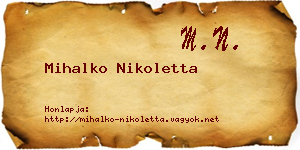 Mihalko Nikoletta névjegykártya